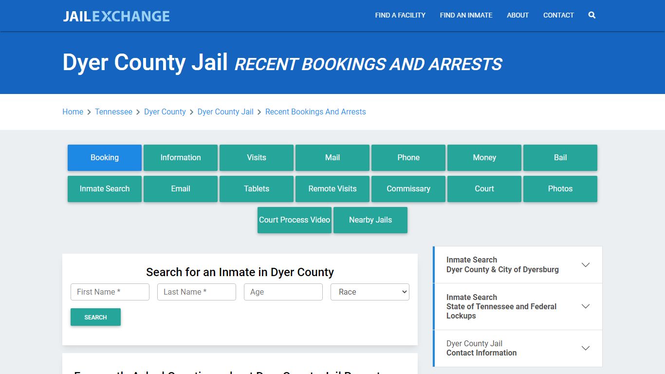 Dyer County Jail Recent Bookings And Arrests - Jail Exchange