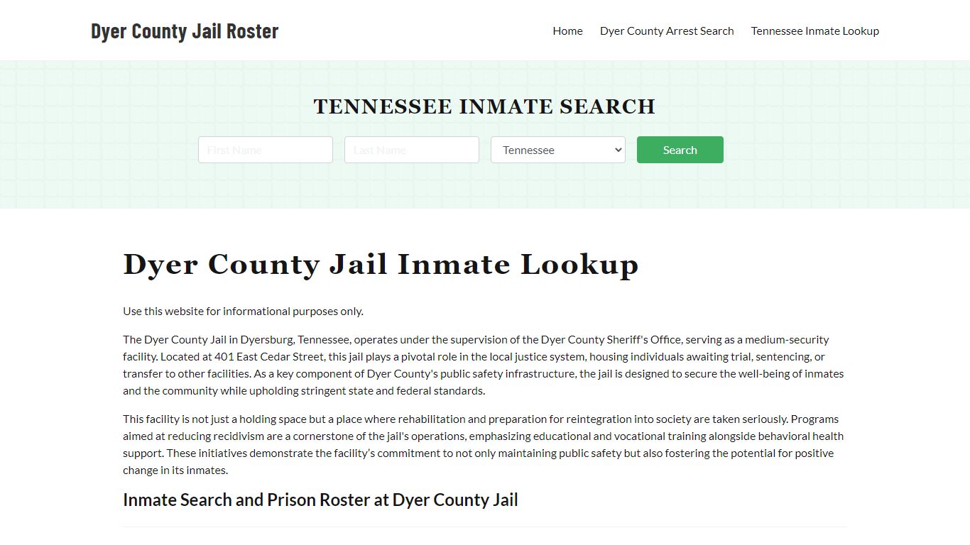 Dyer County Jail Roster Lookup, TN, Inmate Search